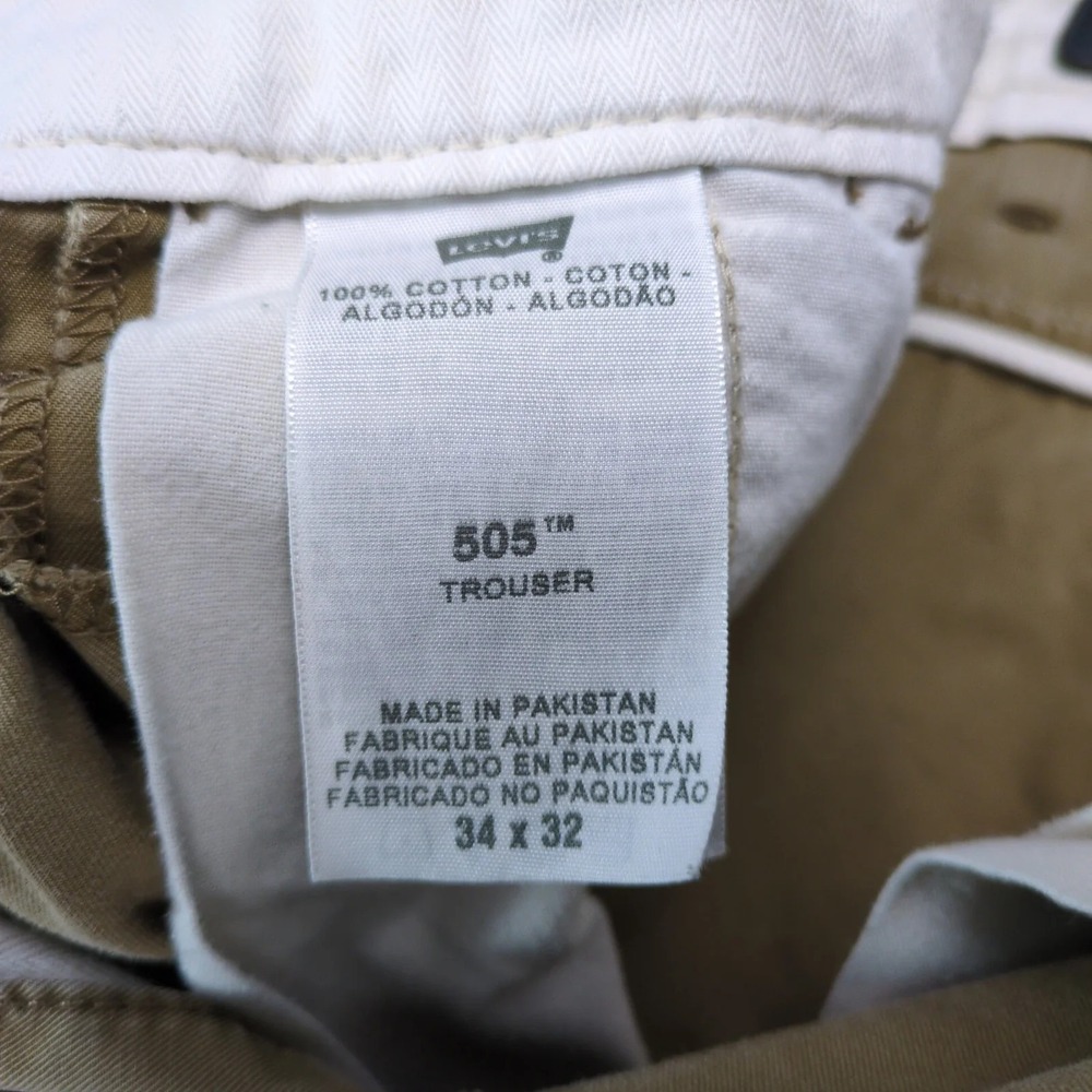 Levi's 505 Tan Trouser Pants Mens 34x32 Side Zip Pocket Utility Streetwear 2010s - Picture 7 of 8